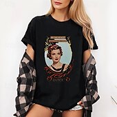 tanie Najfatalniejszy-Koszulkowy Koszulka Plakat retro Dziewczyna retro Graficzny Na Damskie Dla dorosłych Bal maskowy Tłoczenie na gorąco Codzienne
