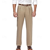 preiswerte Schlank-Herren Anzughose Hose Plissiert Tasche Gerader Schnitt Einfach Komfort Weich Volle Länge Formell Geschäft Täglich Mode Streetwear Cachi scuro Hellkaki