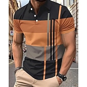  Ανδρικά Πουκάμισο γκολφ Μπλουζάκια Golf Polos Causal Δουλειά Πέτο Κοντομάνικο Βασικό Μοντέρνα Ριγέ Κουρελού Κουμπιά Καλοκαίρι Κανονικό Ροζ+Πορτοκαλί Σκούρο Ροζ Γκρίζο Πουκάμισο γκολφ