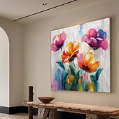 economico Quadri fiori/botanica-dipinto di fiori colorati dipinto a mano fiori selvatici dipinto fatto a mano texture 3d fiore che sboccia dipinto su tela formato extra large flora pittura a olio arte murale arte botanica