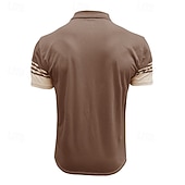 billige Color Block Polo for menn-Herre Poloskjorte i bomull Avslappet Virksomhet Ribbet polokrage Klassisk Kortermet Grunnleggende Moderne Helfarge Horisontale strips Knapper Logo Sommer Vår sommer Normal Mørkebrun Mørkerød Svart