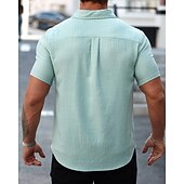 economico camicia da uomo con bottoni-Per uomo Camicia Camicia Estiva Camicia casual Camicia da Spiaggia Camicia con Bottoni Nero Bianco Verde chiaro Blu Kaki Manica Corta Semplice Bavero Vacanza Camicia hawaiana Abbigliamento Misto