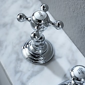 abordables Robinets LED-Robinet lavabo - Séparé Plaqué Diffusion large Deux poignées trois trousBath Taps