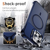 economico Cover per iPhone-telefono Custodia Per iPhone 16 Pro Max Plus iPhone 15 Pro Max Plus iPhone 14 13 12 Pro Max Plus Copertura Posteriore con Supporto Magnetico Supporta la Ricarica Wireless Retrò Metallo