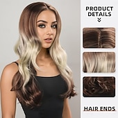 お買い得  トレンドの合成ウィッグ-人工毛ウィッグ ウェーブ 弾丸カール ミドル部 レイヤード・ヘアカット 機械製 かつら 26 インチ A1 合成 女性用 弾性ある 快適 カラーグラデーション ブロンド