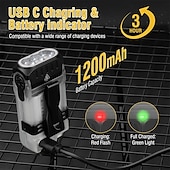 お買い得  戦術的な懐中電灯-LED 小型強力 EDC 懐中電灯、温白色赤色光、明るい 1200lm USB C 充電式 10 モード ミニ ポケット キーチェーン フラッシュ ライト、クリップ付き、IP67 防水