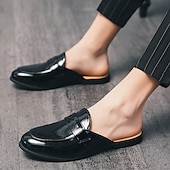 billiga Tillfällig-klassiska vita mule loafers i konstläder för män - snygga slip-on skor för affärscasual och formella evenemang
