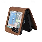 cheap Samsung Cases-Phone Case For Samsung Galaxy Z Flip 6 Z Flip 5 Z Flip 4 Z Flip 3 Back Cover Card Slot Shockproof Retro TPU PU Leather
