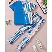 halpa Tytön 3D-näkö ja loisto-Tyttöjen 3D Painettu Pyjama-setit Tee &amp; Pants Pyjama-setit Lyhythihainen 3D-tulostus Kesä Kevät Aktiivinen Perus Lapset 4 vuotta + Tiukka pyöreä kaula-aukko Koti Päivittäin Normaali