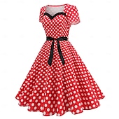 cheap Dresses-Retro Vintage 1950s Dress Swing Dress Polka dots Women&#039;s Carnival Masquerade Daily Wear Bachelorette Party Adults&#039; Dress Homecoming Dresses