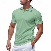 billige Klassisk poloskjorte for menn-Herre Golf skjorte Piké poloskjorter Virksomhet Avslappet Ribbet polokrage Kortermet Mote Grunnleggende Helfarge Knapper Sommer Vår &amp; Vinter Normal Mørkegrå Sjø blå Svart Hvit Lysegrønn Rød Golf