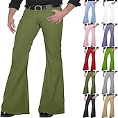 preiswerte Unterteile-Retro Vintage 1970er Lange Länge Hose Schlaghosen Hippie Einfarbig Herren Maskerade Alltagskleidung Pride Parade Pride-Monat Erwachsene Hose Frühling &amp; Sommer