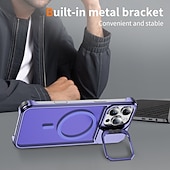 economico Cover per iPhone-telefono Custodia Per iPhone 16 Pro Max Plus iPhone 15 Pro Max Plus iPhone 14 13 12 Pro Max Plus Copertura Posteriore con Supporto Magnetico Supporta la Ricarica Wireless Retrò Metallo
