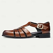 cheap Premium Leather Sandals-Men&#039;s Leather Fisherman Sandals - Breathable Summer Closed-Toe Sandals for Casual &amp; Outdoor Wear