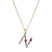 economico I regali-collana con lettera personalizzata, catena hip hop per clavicola, ciondolo con alfabeto in zircone colorato micro-pavé di rame, regalo di gioielli unico per la festa della mamma