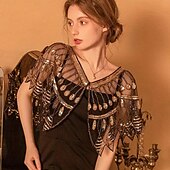 olcso Sálak és Kendők-Retró Ordító 20-as évek 1920-as évek sál Wrap Kendők A nagy Gatsby Flapper lány Flitter Rojt Női Farsang Esküvő Estély Álarcos mulatság Felnőttek Kendő