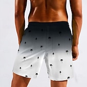 cheap Tropical Plants &amp; Flowers-Men&#039;s Coconut Tree Gradient Color Lined Shorts 2 in 1 Board Shorts Swim Trunks Mid Waist Hawaiian Beach Wear Side Pockets With Compression Liner Elastic Drawstring Waist Designer Clothing Apparel