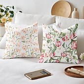 billiga blom- och växtstil-Blomsterdekorerade kastkuddar överdrag 1 styck mjukt kvadratiskt soffkuddöverdrag kuddfodral för sovrum vardagsrum soffa stol