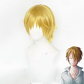 cheap Gaming Wigs-One Piece Sanji Anime Cosplay Wigs Cosplay Wigs Halloween Carnival Party Comic Con Wig For Men&#039;s Adults&#039;