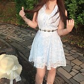 tanie Wakacyjne sukienki-Damskie Sukienka mini Koronkowa sukienka Codzienne sukienki Letnie sukienki Sukienka z dekoltem halter Moda Święto Randka Wyjściowe Regularny Równina Bez rękawów Kantarka Niebieski Lato