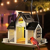 cheap Backyard Birding &amp; Wildlife-Solar Bird Feeders for Ourside,Bird House Squirrel Proof Feeder,Hanging Metal Mesh Wild Window Large Finch Cardinal Feeder Nest Houses,Bird Outdoors and Garden Decoration
