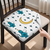 abordables Funda para silla de comedor-Funda para asiento de silla de comedor, funda para taburete, fundas de poliéster con estampado geométrico