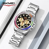 cheap Quartz Watches-SKMEI Men&#039;s Watch with Diamond Studded Rainbow Circle Three Eye Six Pin Multifunctional Quartz Watch