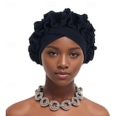 baratos Capacete de Casamento-Chapéu Combinação Poliéster / Algodão Chapéu mole turbantes Casamento Casual Boho Com Fru-Fru Cor Pura Capacete Chapéu
