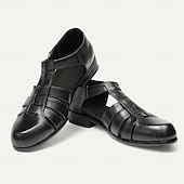 cheap Premium Leather Sandals-Men&#039;s Leather Fisherman Sandals - Breathable Summer Closed-Toe Sandals for Casual &amp; Outdoor Wear