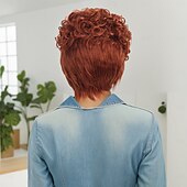 abordables Perruques de qualité supérieure-Perruque Synthétique Frisé Jerry Tissage bouclé Coupe Pixie Coupe Asymétrique Fabriqué à la Machine Perruque 10 pouces A1 Cheveux synthétiques Femmes Classique Dégradé de couleur Cheveux Mèches