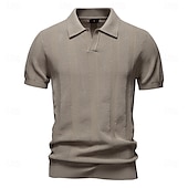 preiswerte Herren Elite Polo-Herren Polo Strick-Polopullover Formell Arbeit Möwenhalsband Kurzarm Einfarbig Stripe-Trim Streifen Sommer Frühling Marineblau Khaki Armeegrün Polo