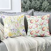 cheap Holiday Cushion Cover-Easter Rabbit Eggs Decorative Toss Pillows Cover 1PC Soft Square Couch Cushion Case Pillowcase for Bedroom Livingroom Sofa Chair