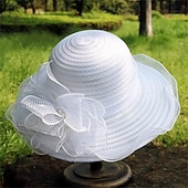 abordables Sombreros de Fiesta-Sombreros de Poliéster Organdí Sombrero de Sol Boda Casual Vacaciones Té Fiesta Carrera de Caballos Elegante Vintage Protección Solar Con Diadema Floral