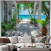 お買い得  オーシャンビーチのタペストリー-景観海の景色ハンギングタペストリー壁アート大きなタペストリー壁画デコレート写真バックドロップブランケットカーテンホームベッドルームリビングルームデコレーション