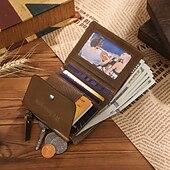 abordables Pour hommes-Portefeuille photo personnalisé meilleur cadeau pour papa portefeuille en cuir gravé pour mari grand-père fête des pères anniversaire anniversaire Noël mariage