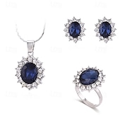 voordelige Sieradensets-bruidssieraden sets 1 set strass legering ringen oorbellen ketting dames elegante mode gepersonaliseerde sieraden set voor jubileum feest avondkleding