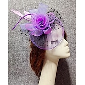 economico Fascinator-Fascinator con velo a rete cappello da matrimonio per signore con copricapo floreale