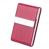 abordables Porte-cartes et étuis-Porte-cartes de visite en cuir synthétique, étui pour cartes de visite, porte-cartes de poche, porte-cartes de visite fin en métal, porte-cartes de visite bloquant les RFID avec fermeture magnétique