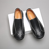 cheap Men&#039;s Slip-ons &amp; Loafers-Men&#039;s Beige Genuine Faux Leather Moccasins – Handmade Stitching Casual Slip-On Driving Shoes for Outdoor &amp; Trave
