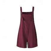 preiswerte Hose-Damen Normal Leinen-inspirierte Hosen Lässig Einfarbig Ärmellos U-Ausschnitt Knöpfe Täglich Ausgehen Normale Passform Schwarz Blau Fuchsie Sommer