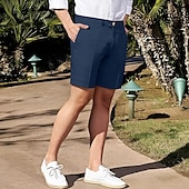 economico Attività commerciale-Per uomo Pantaloncini Pantaloncini di lino Pantaloncini eleganti Pantaloncini estivi Pantaloncini da spiaggia Tasche Gamba dritta Liscio Traspirante Morbido Lunghezza del ginocchio Attivit