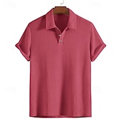 economico Camicie Popover da Uomo-Per uomo Camicia Camicia Estiva Camicia casual Camicia da Spiaggia Camicia con Bottoni Nero Bianco Rosso Borgogna Blu reale Manica Corta Semplice Colletto a Camicia Vacanza Camicia hawaiana