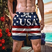 olcso Zászlónyomtatás-Férfi Amerikai amerikai zászló Függetlenség napja Hazafias Úszónadrágok Deszkás short Úszónadrág Közepes csípő Utcai sikk Hawaii Szabadság Tengerparti nyaralás Zseb Zsinór Rugalmas derék Tervező