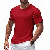 cheap Men&#039;s Casual T-shirts-Men&#039;s Tee Short Sleeve Shirt Tee Top Short Sleeve Crewneck Spring &amp; Summer Solid / Plain Color Fashion Designer Quick Dry Reflective Strip Vacation Street Going out Black White Red Top Tee for Men