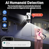 رخيصةأون كاميرات شبكات IP الداخلية-كاميرا مراقبة خارجية مزدوجة العدسة تعمل بالواي فاي - كاميرا IP لاسلكية تتبع الجسم بالذكاء الاصطناعي رؤية ليلية ملونة صوت ثنائي الاتجاه مقاومة للماء / إمالة الدوران