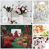 tanie Zapasy imprezowe i imprezowe-5 sztuk dużych sztucznych główek kwiatów róży z jedwabiu, dekoracja ślubna DIY, wieńce, scrapbooking, sztuczne kwiaty na Boże Narodzenie, do domu, ogrodu i dekoracji pudełek ze słodyczami