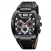 abordables Montres à quartz-Montre à quartz SKMEI pour homme luxe grand cadran montre d&#039;affaires extérieure chronomètre lumineux calendrier montre en cuir étanche