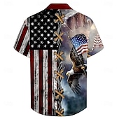  Herre Amerikansk amerikansk flagg 4. juli USAs 250-årsjubileum Uavhengighetsdagen Skjorte Uformell skjorte Kubansk skjorte Kortermet Hærens militær Gateklær Ferie Sommer Vår Camp Collar skjorte