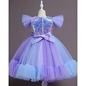 preiswerte Partykleider-Kinder Mädchen Partykleid Einfarbig Ärmellos Leistung Geburtstag Netz Schön Süß Polyester Midi Partykleid Schwingkleid A Linie Kleid Sommer Ab 4 Jahren Weiß Rosa Purpur