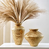 رخيصةأون فازات وسلال-مزهرية زخرفية مستوحاة من الجرار الخزفية العتيقة – مزهرية زهور عتيقة من الراتينج باللون الذهبي/الفضي، مصنوعة يدويًا للمنزل &amp;قطعة ديكور للحفلات